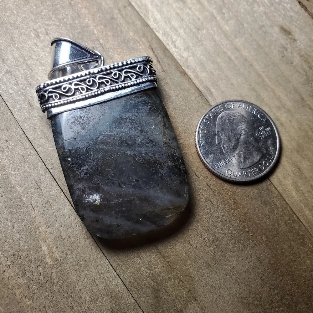 Firey labradorite slab pendant - Picture 3 of 7